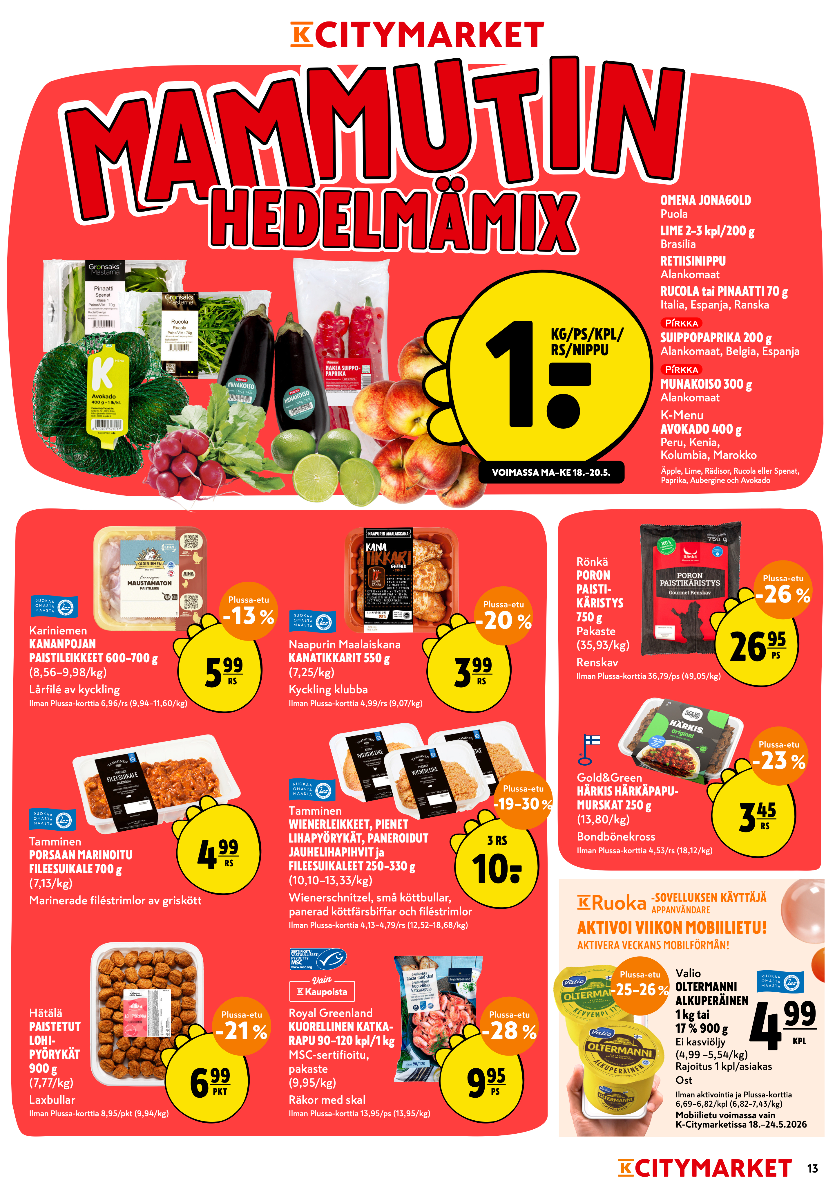 K-Citymarket Alkuviikon tarjouslehti vk 21 sivu 13
