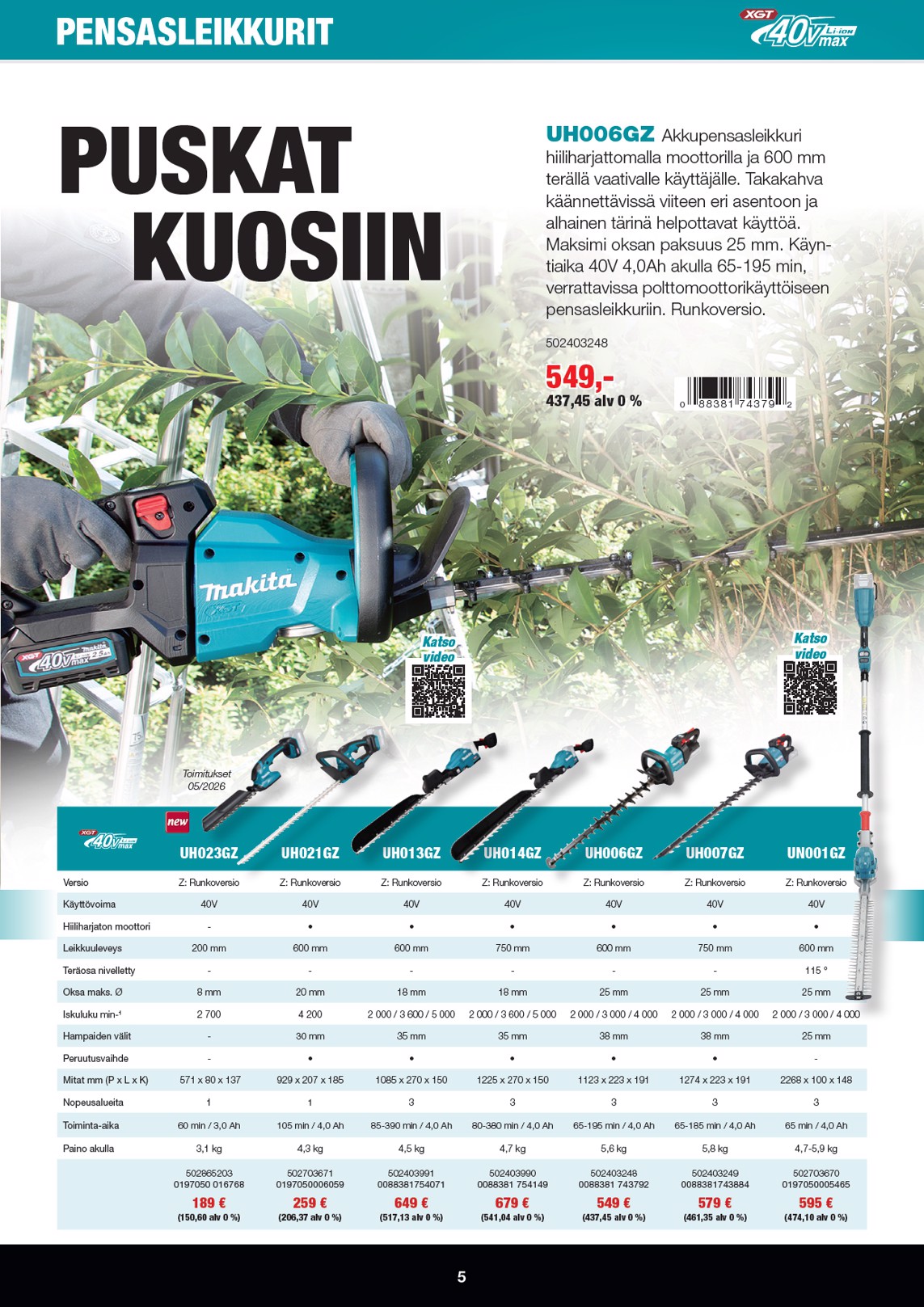 K-Rauta Makita Xgt Esite 2026 sivu 5