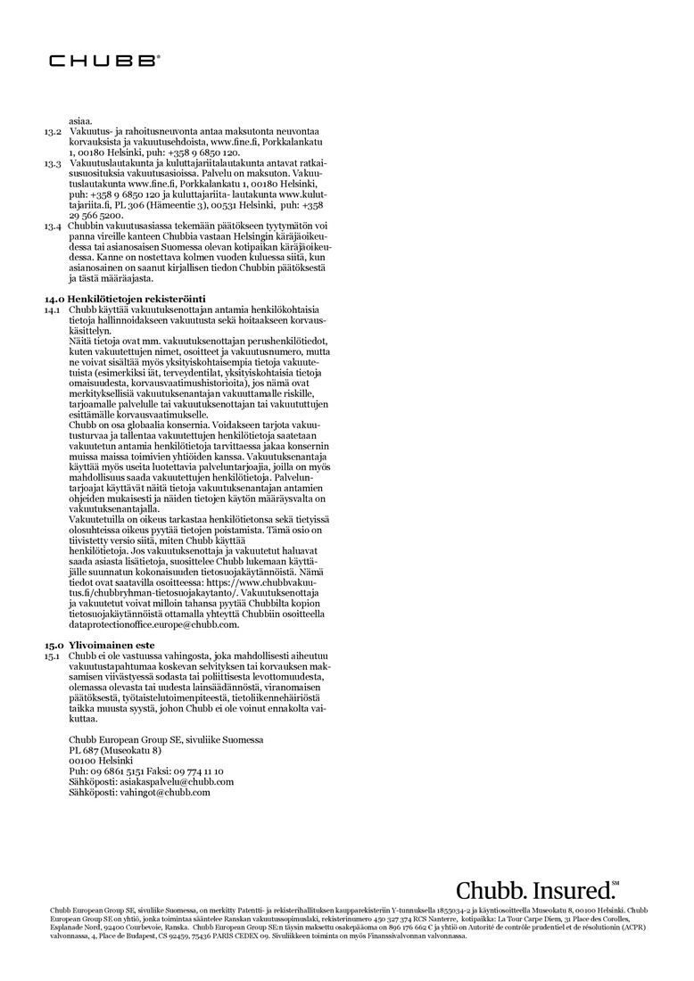 Stockmann Chubb Sporttiturva Ehdot sivu 3
